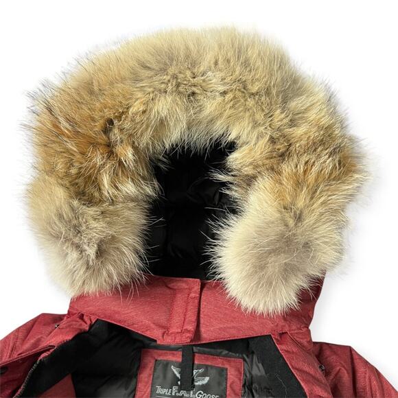 NEW Triple F.A.T. Goose Down Fur Hood Jacket SIZE XS Winter Maroon Coat NWT $550 - Picture 12 of 16